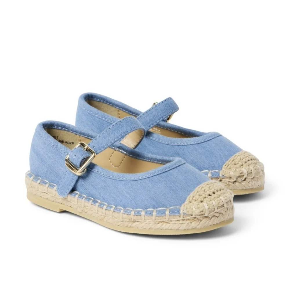 Janie and Jack Light Blue Espadrille Mary Jane Sandals